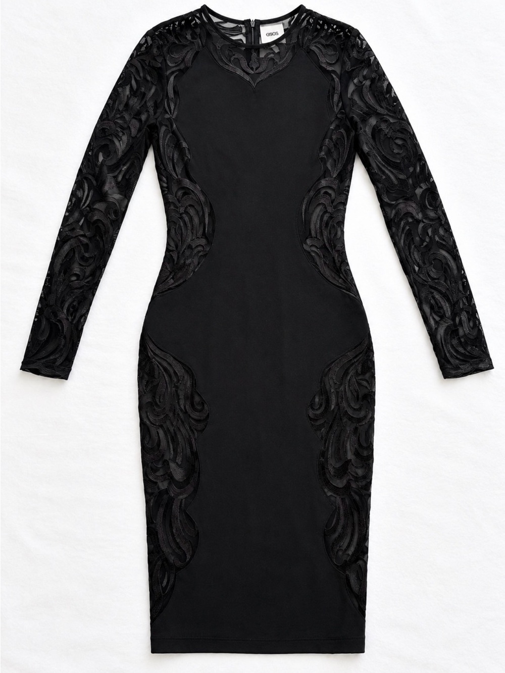ASOS Black Long-Sleeve Sculpted Midi Dress